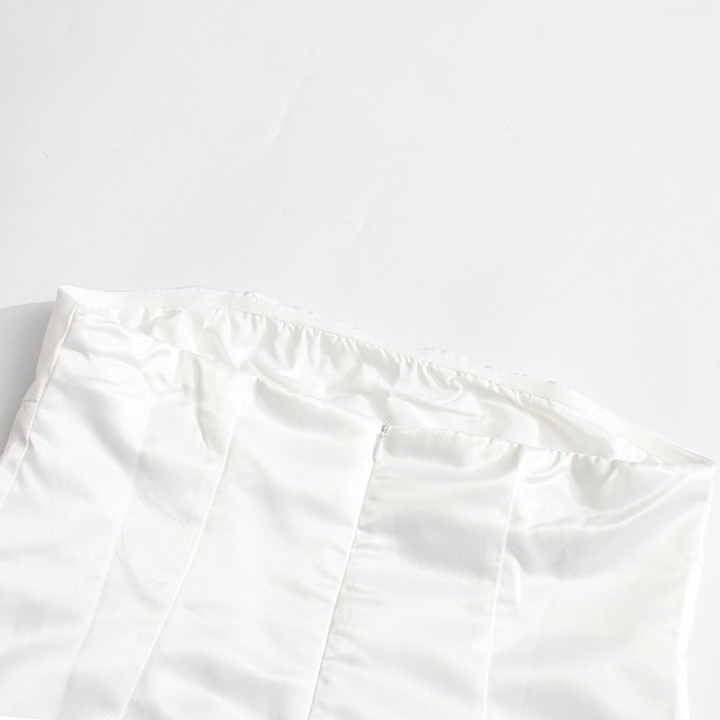 3D Floral Applique Sleeveless Midi Dress in White Avalabel