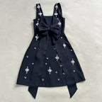 adora Sleeveless Diamond Bow Bandage Mini Dress in black Avalabel