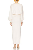 Edith High Elastic Long Hip Maxi Dress in White Avalabel