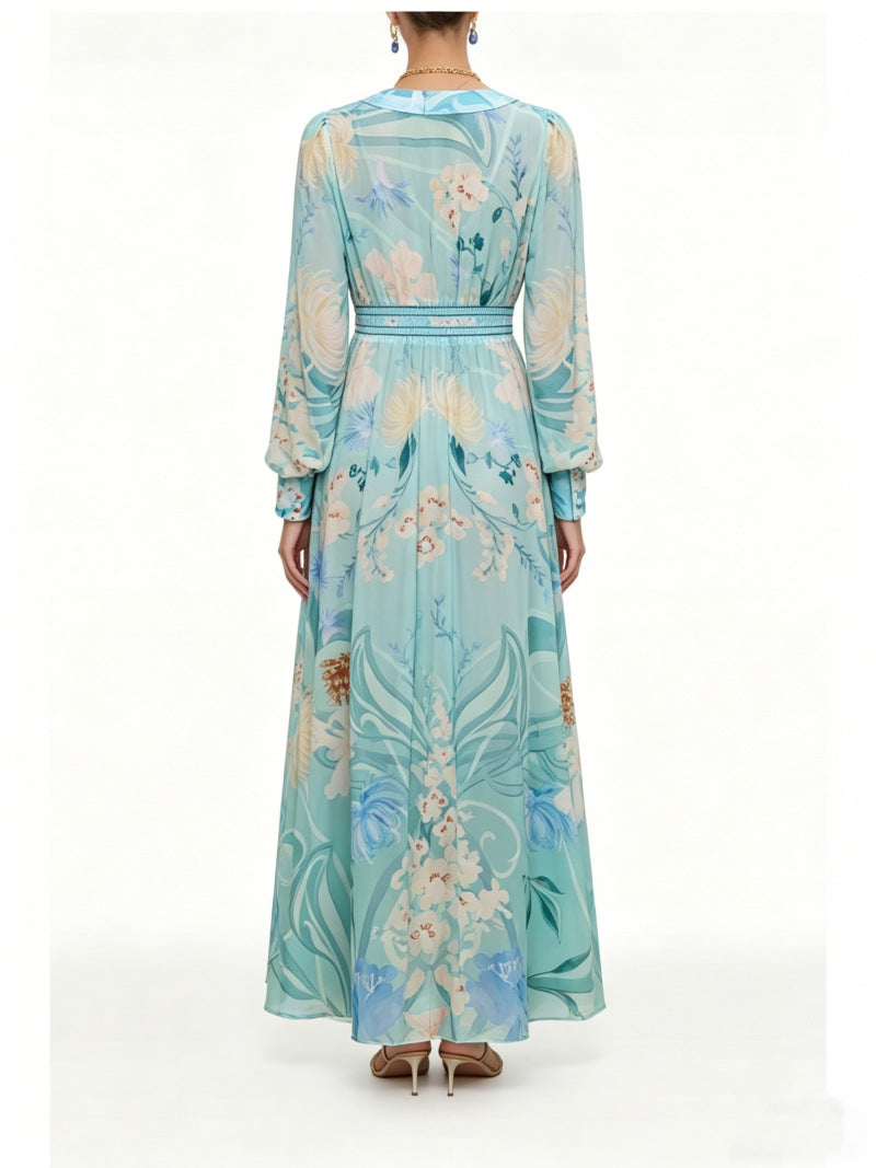 Zanna Silk Floral V-Neck Maxi Dress Avalabel