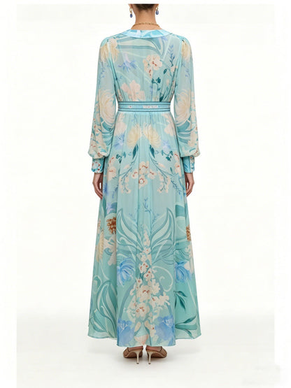 Zanna Silk Floral V-Neck Maxi Dress