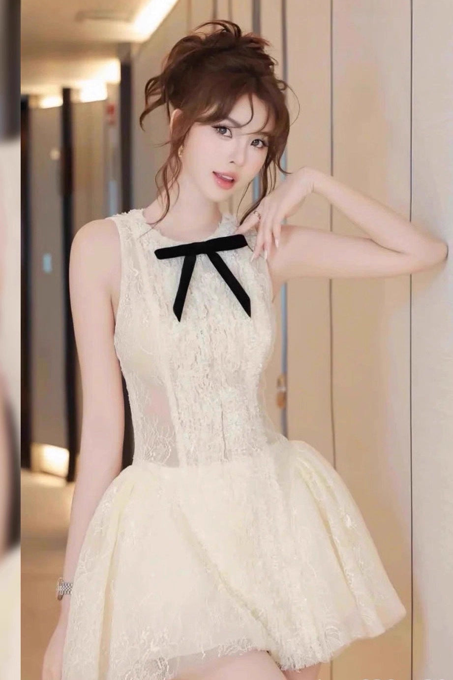 Eleanore Sleeveless Embroidered Mini Dress in Green Avalabel