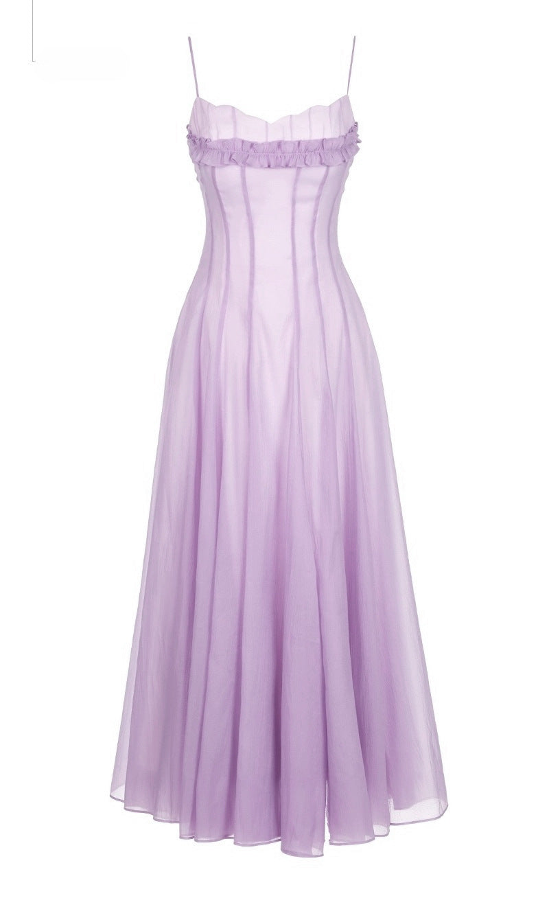 Simona Chiffon Chest Wrap Maxi Dress in Purple Avalabel