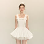 spliced mesh puffy mini dress Avalabel