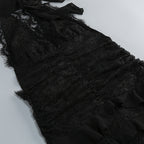Hulda Cotton Lace Hollow Maxi Dress in Black Avalabel