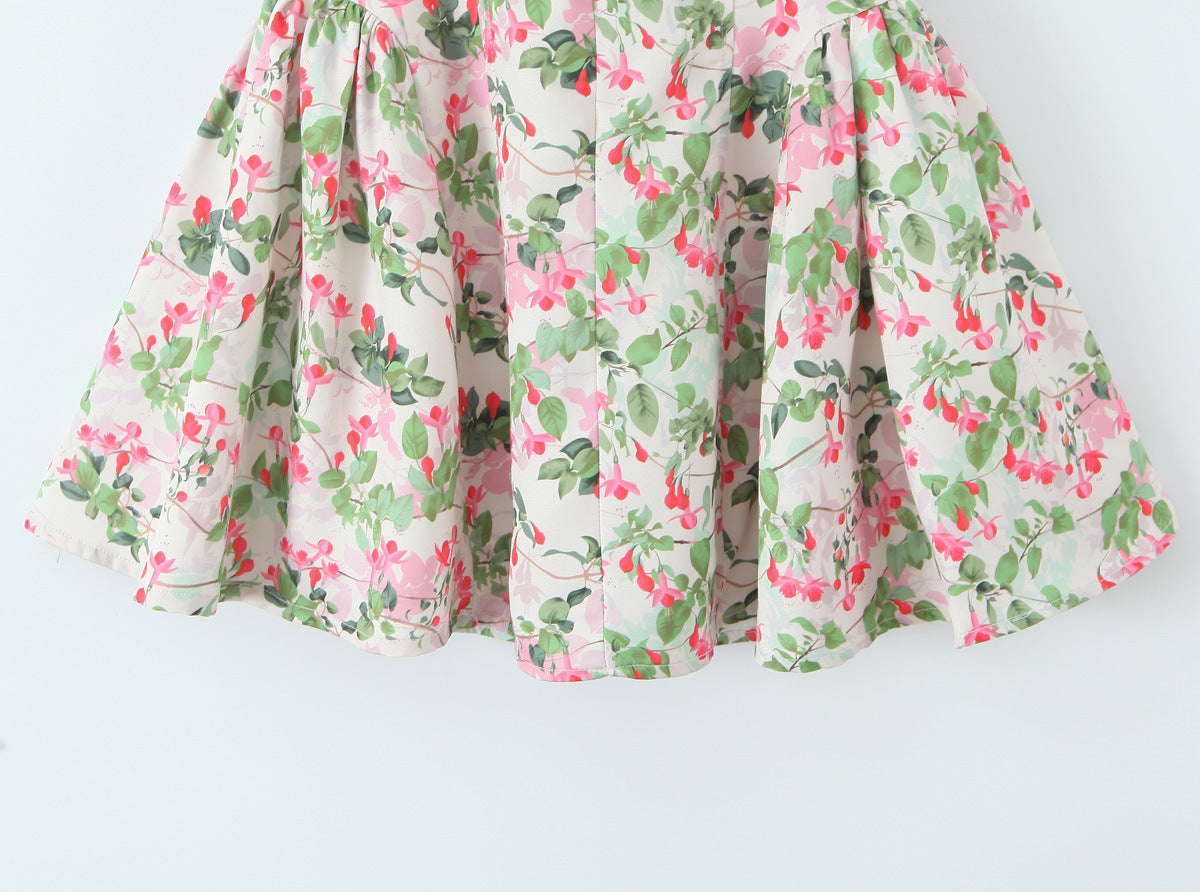 Plunge Neck Floral Mini Dress Avalabel