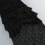 Hulda Cotton Lace Hollow Maxi Dress in Black Avalabel