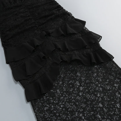 Hulda Cotton Lace Hollow Maxi Dress in Black