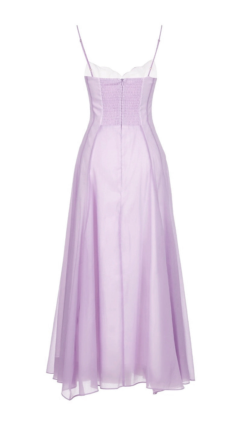 Simona Chiffon Chest Wrap Maxi Dress in Purple Avalabel