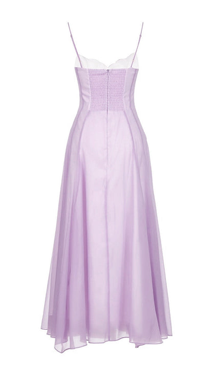 Simona Chiffon Chest Wrap Maxi Dress in Purple