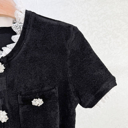 Kama Black Chenille Knit Midi Dress
