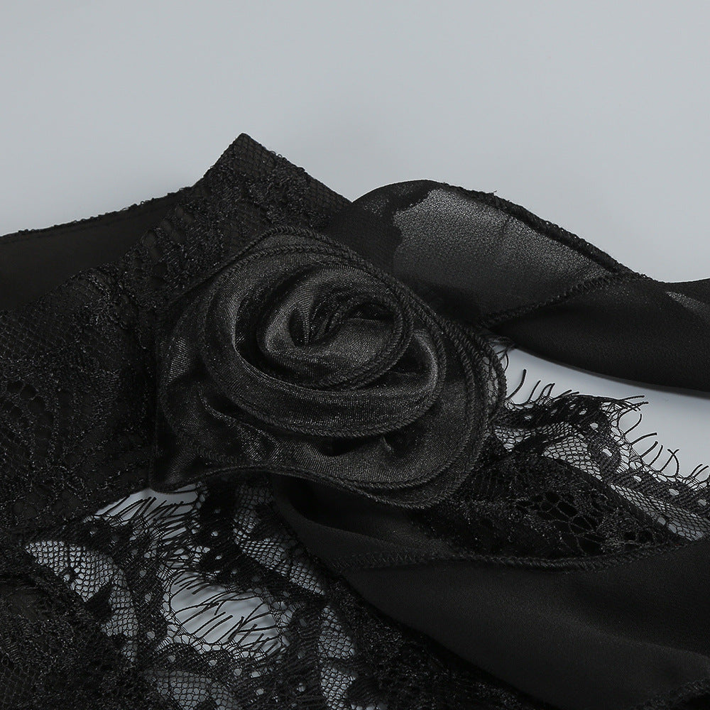 Hulda Cotton Lace Hollow Maxi Dress in Black Avalabel