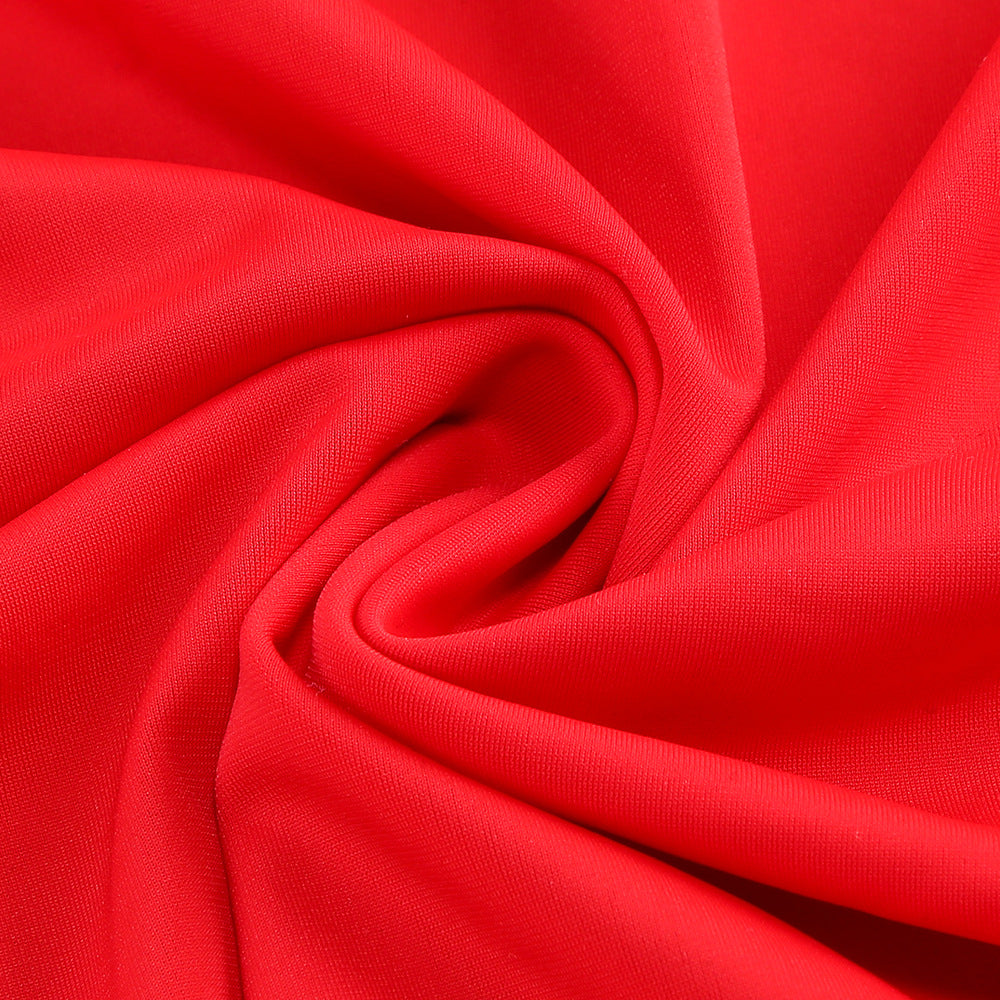 atalanta High Slit Hollowed-out Maxi Dress in red Avalabel