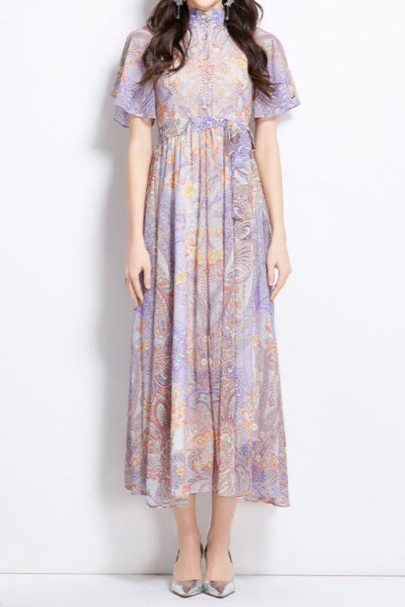 Eileen Multicolor Single-Breasted Printed Midi Dress Avalabel