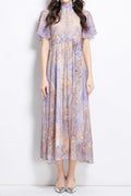 Eileen Multicolor Single-Breasted Printed Midi Dress Avalabel