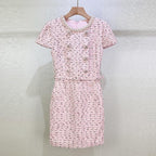 Embellished Bouclé Mini Dress in Pink Avalabel