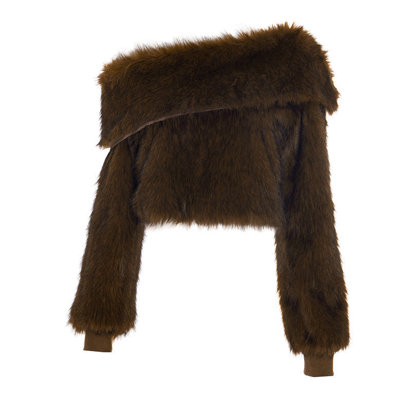 stacey One Shoulder Furry Top Avalabel