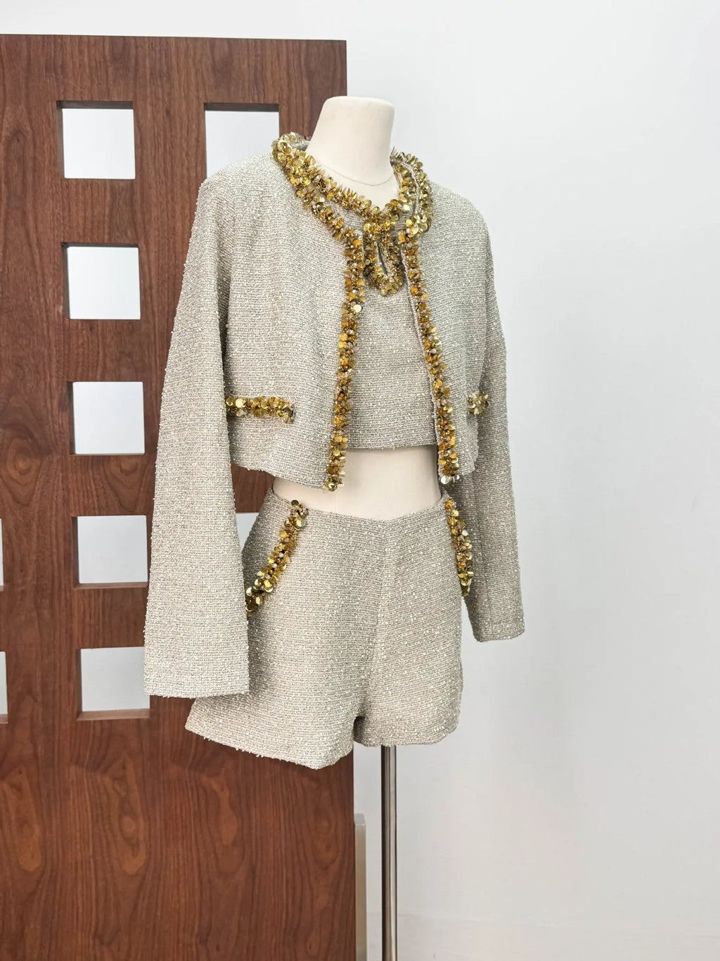 evangeline Sequin Jacket in apricot Avalabel