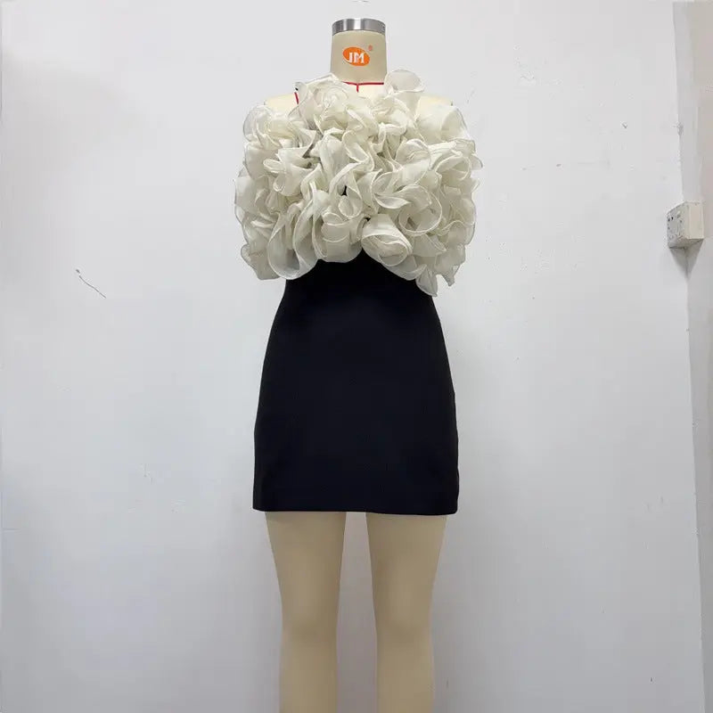 rosemary Ruffle backless Mini Dress in black Avalabel