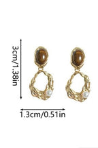 Tiger Eye Stone Pearl Irregular Wavy Hollow Gold Drop Earrings Avalabel