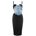 Jacey Mesh Flower Bandage Midi Dress Avalabel