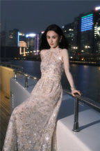 Gold Couture with Floral Embroidery Sequin Banquet Dress Avalabel
