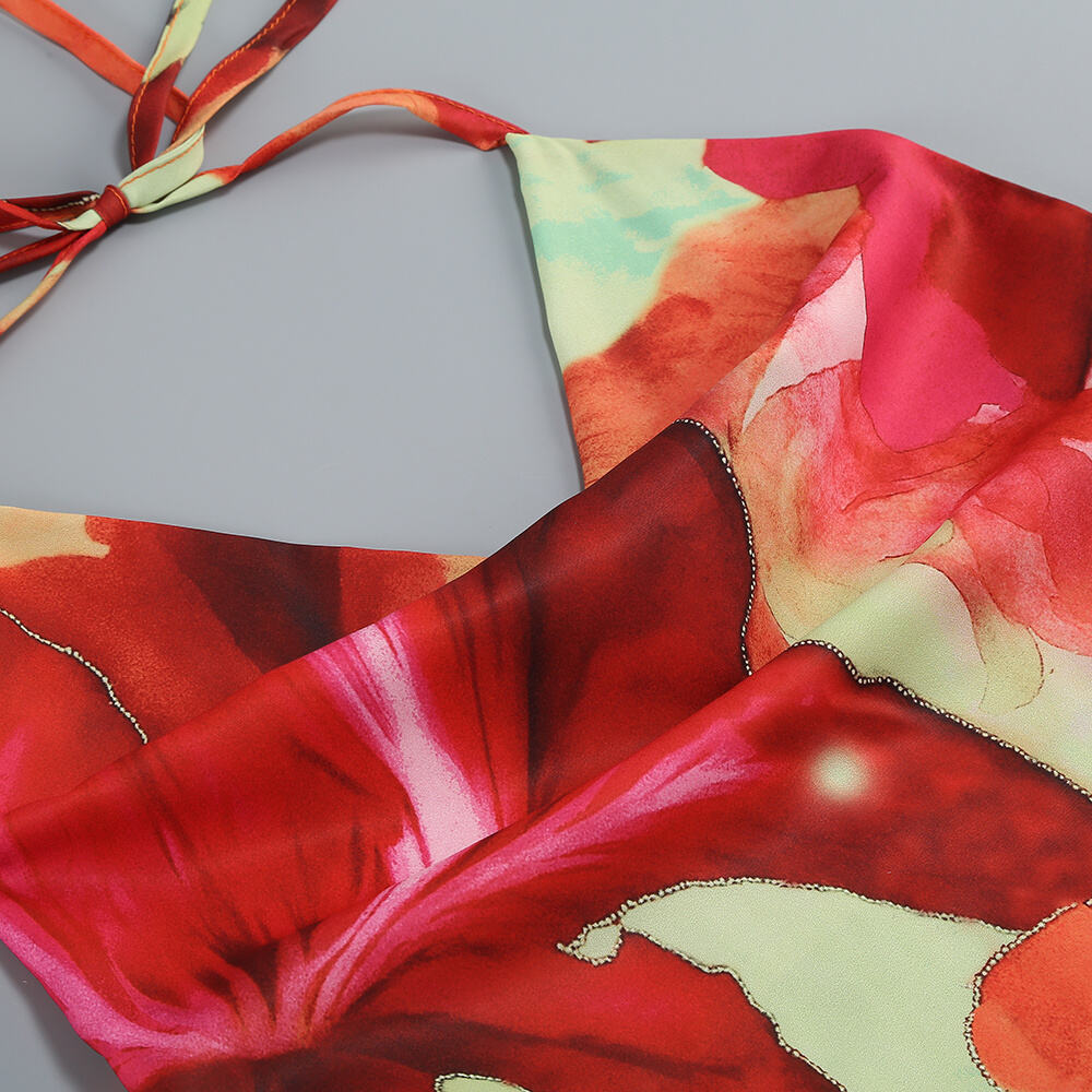 Falling Tropical Bloom High Slit Maxi Dress Avalabel