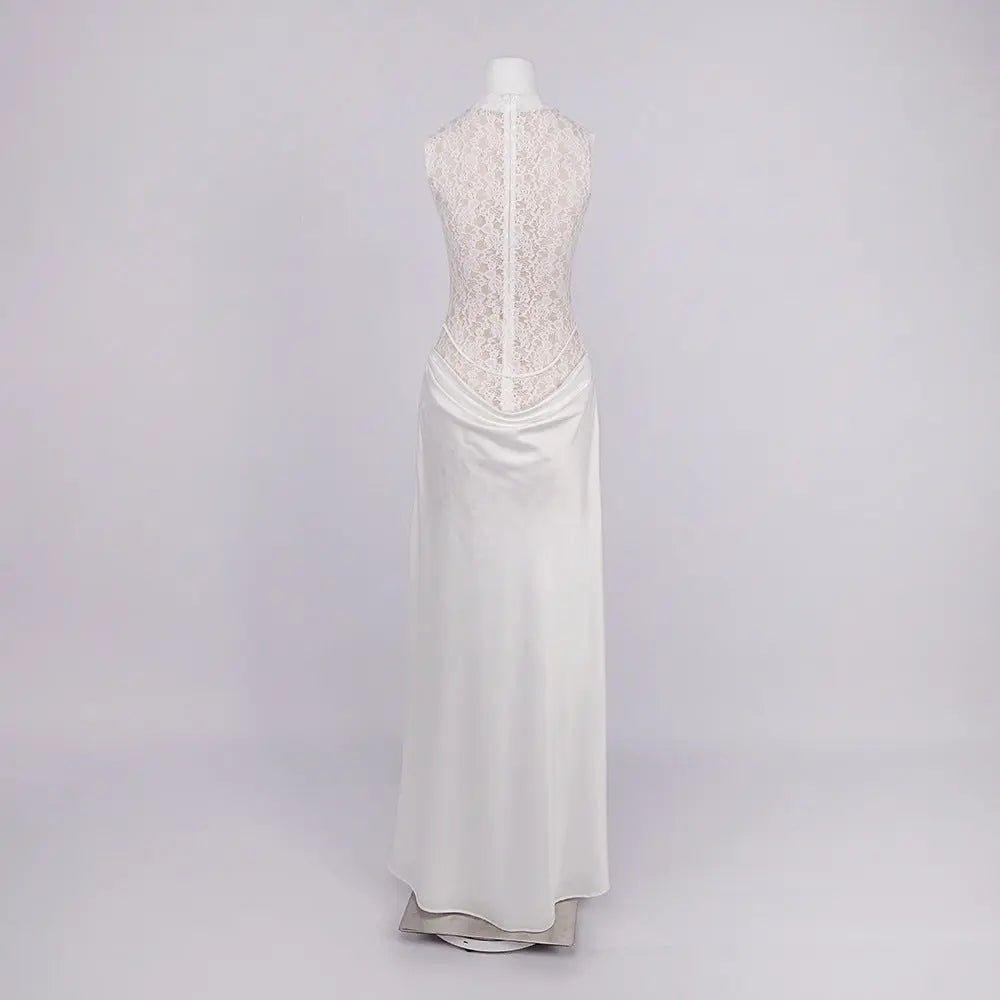 giselle flower embellished sleeveless lace maxi dress  in white Avalabel