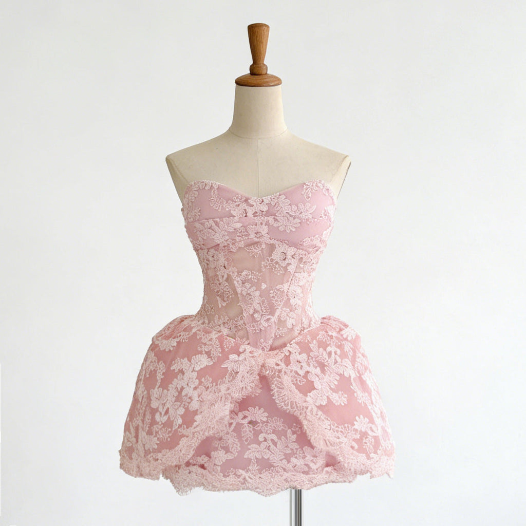 Lace Embroidered Bandeau Sleeveless Dress Avalabel