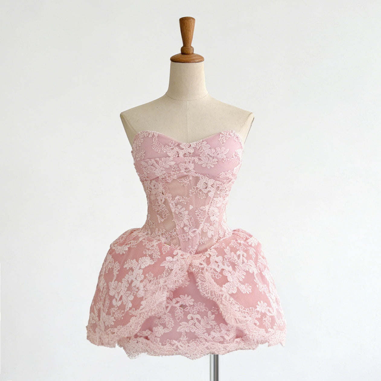 Lace Embroidered Bandeau Sleeveless Dress Avalabel