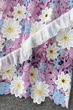 Floral One Shoulder Lace Maxi Dress in Purple Avalabel
