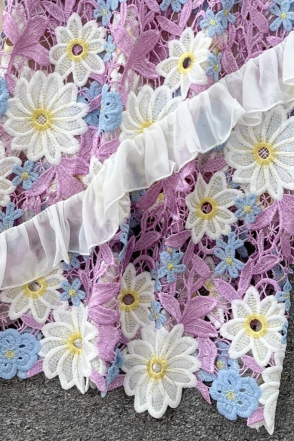 Floral One Shoulder Lace Maxi Dress in Purple Avalabel