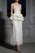 tiffany fitted lace-paneled Strapless maxi dress in green Avalabel