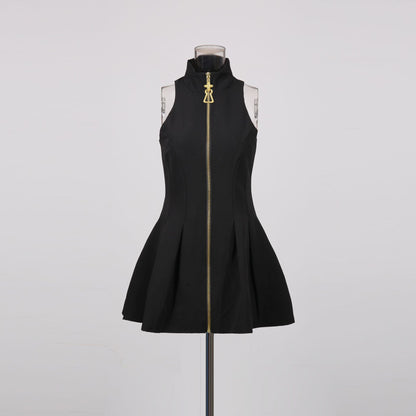 Carol Black Halterneck Dress in Grain
