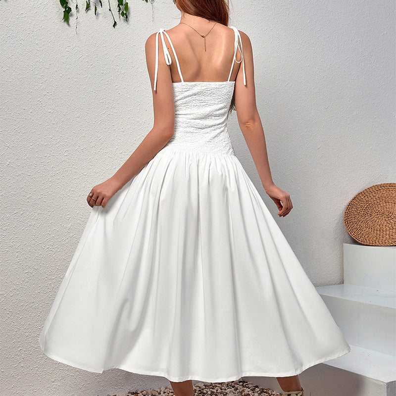 Twist Bust Textured Cami Flowy Midi Dress poava