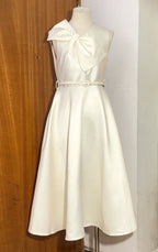 Irregular Bow A-line Midi Dress with Belt Avalabel
