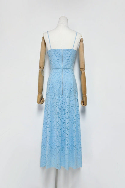Samantha Hollow Out Sleeveless Maxi Dress in Blue