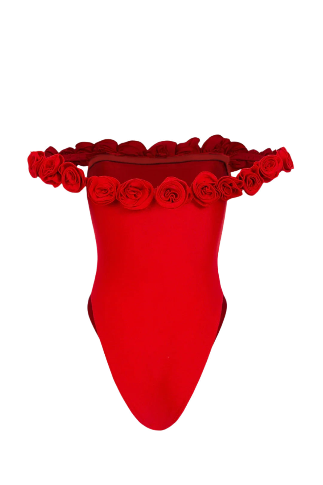 3d Flower Strapless Bodysuit in Red Avalabel