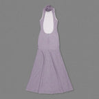 delia Sleeveless back flower embellished halter maxi dress in pale purple Avalabel