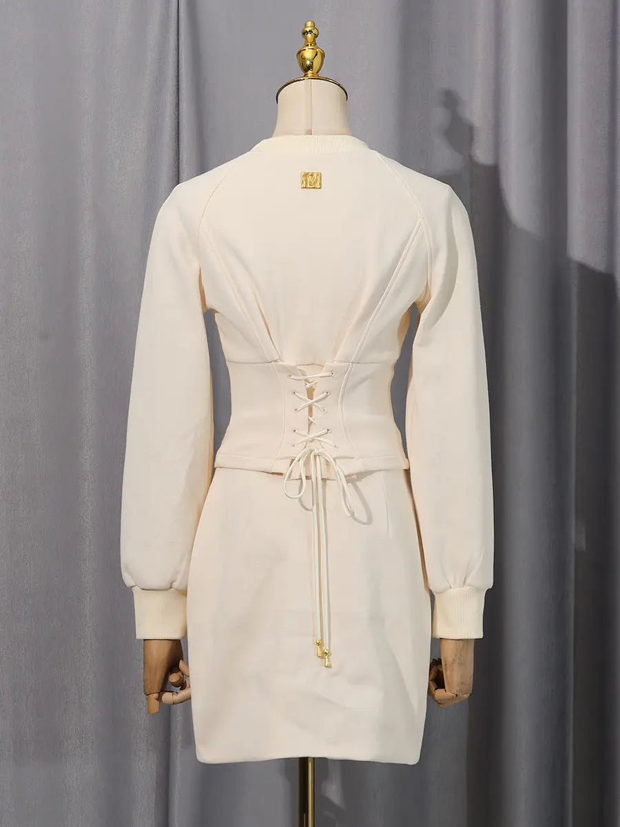 tabitha Embellished Button Co-ord Set – Ivoire Avalabel