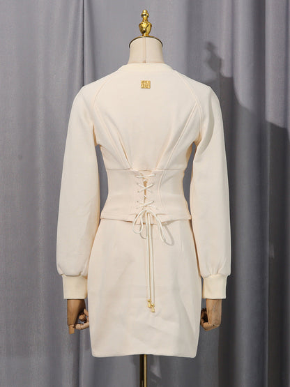 tabitha Embellished Button Co-ord Set – Ivoire
