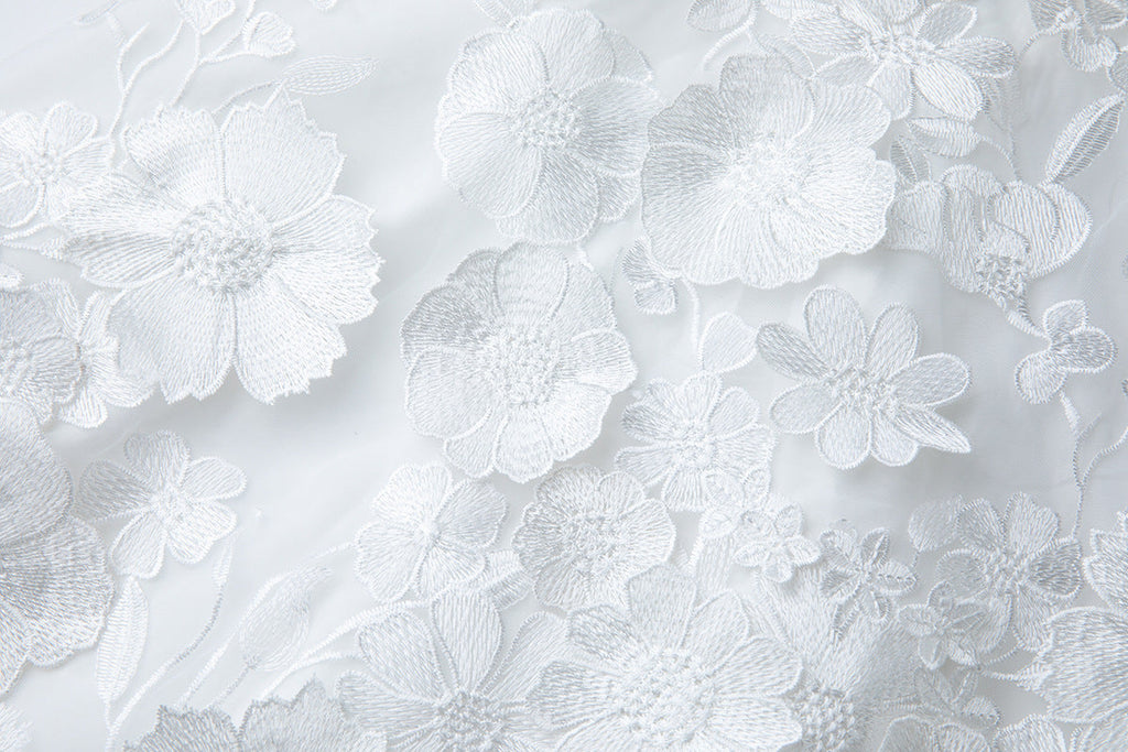 Georgia 3d Floral Lace Mini Dress in White Avalabel