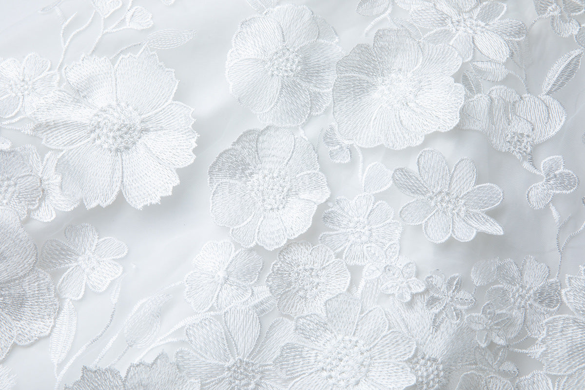 Georgia 3d Floral Lace Mini Dress in White Avalabel