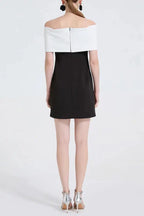 Sandra Off-Shoulder 3D Flower Mini Dress in Black Avalabel