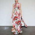 Floral Printed Sleeveless Flowing Large Swing Dress Avalabel