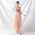 Strapless feather tulle midi dress Avalabel