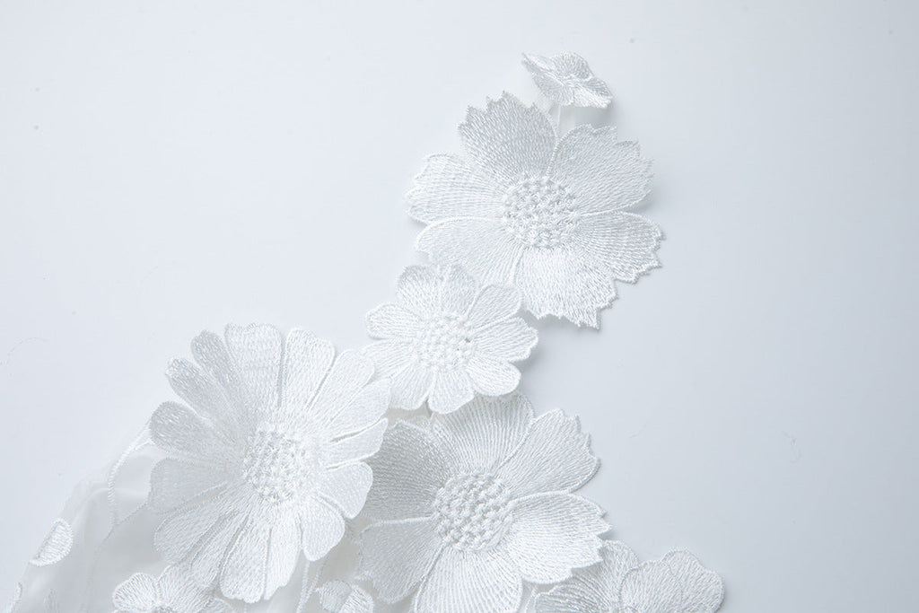 Georgia 3d Floral Lace Mini Dress in White Avalabel