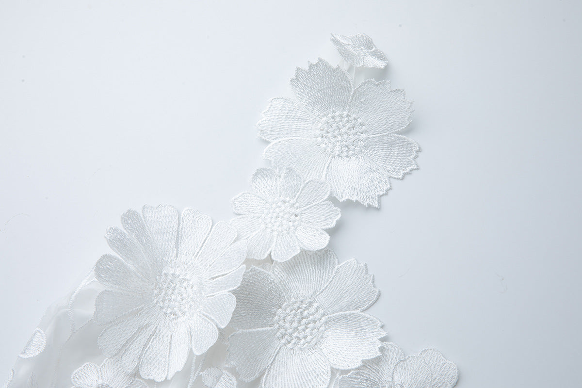 Georgia 3d Floral Lace Mini Dress in White Avalabel