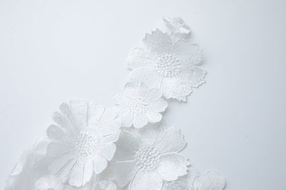 Georgia 3d Floral Lace Mini Dress in White