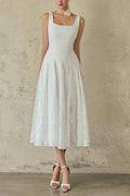 kitty square neck lace maxi dress in white Avalabel